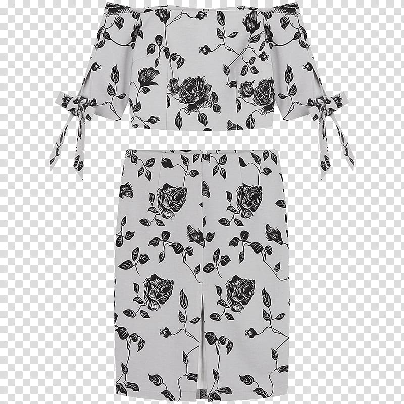 Skirt Dress Designer, Black floral two-piece dress transparent background PNG clipart