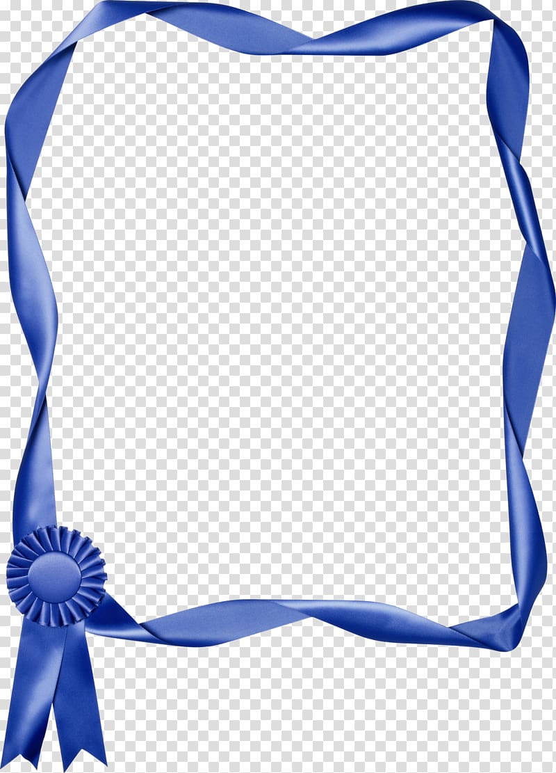 Blue ribbon , Blue Ribbon Frame transparent background PNG clipart