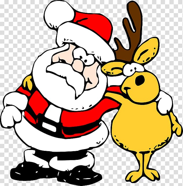 Santa Claus Christmas , Santa and elk cartoon transparent background PNG clipart