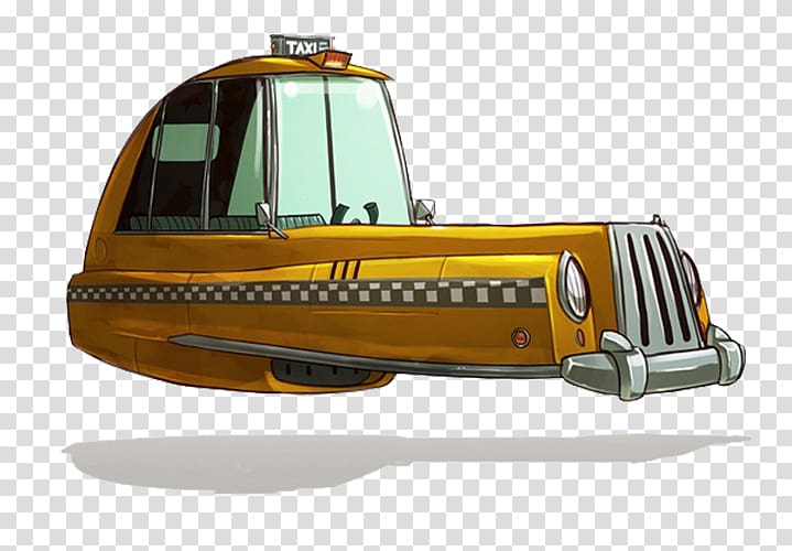 Car Future Illustrator Retrofuturism Illustration, Yellow taxi transparent background PNG clipart