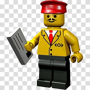 Lego plastic toy, Lego Postmaster transparent background PNG clipart