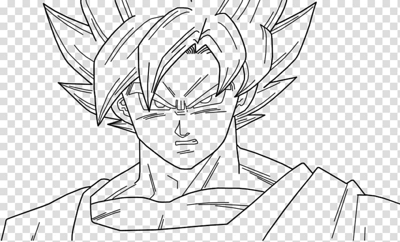 Line art Goku Drawing Dragon Ball Super Saiyan, goku, white, face