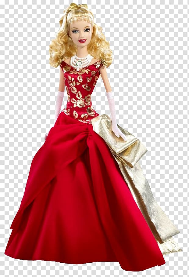 woman doll in red and gray gown, Eden Starling Barbie Doll 2008 Amazon.com, Barbie doll transparent background PNG clipart