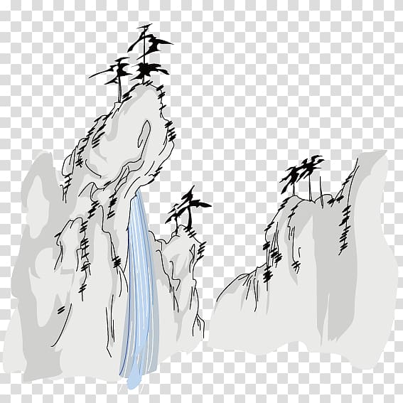 Waterfall Illustration, Mountain stream transparent background PNG clipart