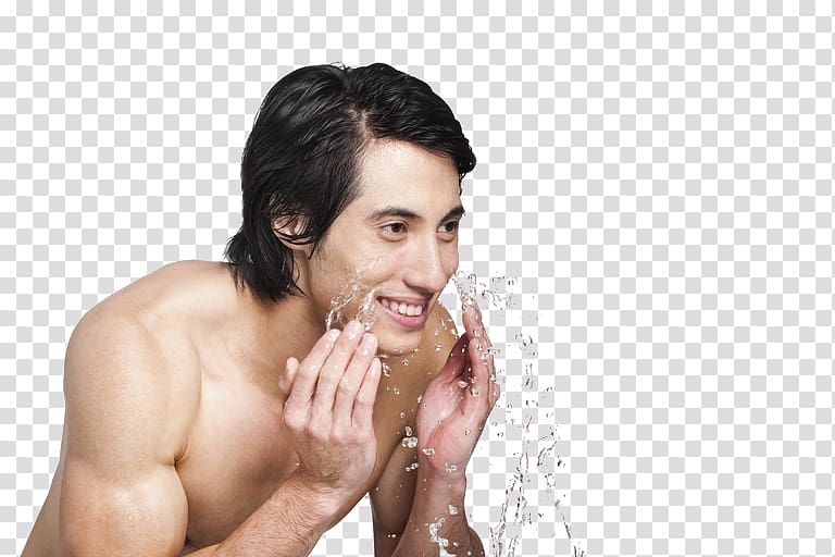 Face Skin Reinigungswasser Man Facial, A man who washes his face transparent background PNG clipart