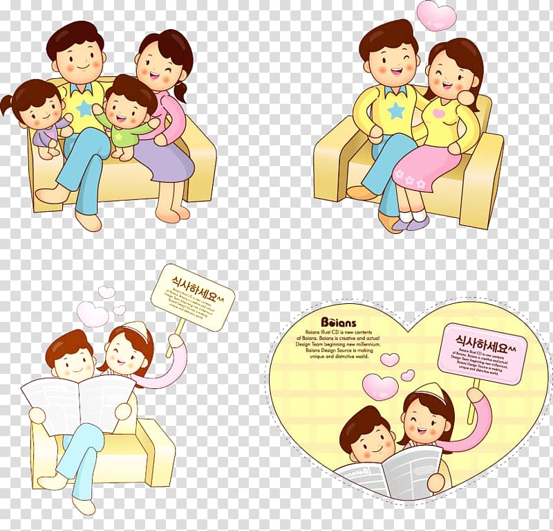 Cartoon Child Illustration, Happy family transparent background PNG clipart