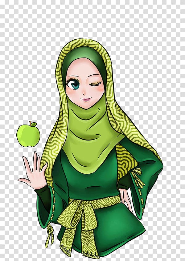 Cartoon Quran Muslim Illustration , Muslimah cartoon transparent background PNG clipart