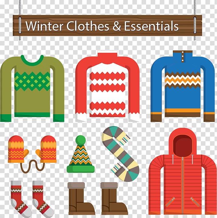 Assorted clothes lot illustration, Clothing Winter Euclidean Sweater, Winter  clothing female models transparent background PNG clipart