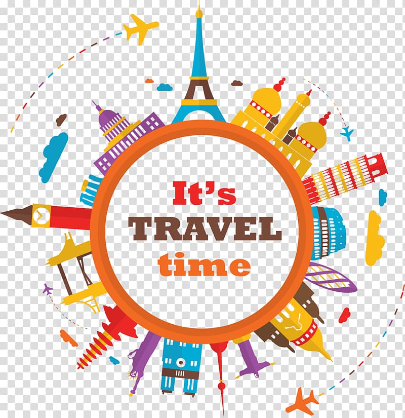 it's travel time , Bali Travel , Tourism pattern Decorative elements transparent background PNG clipart