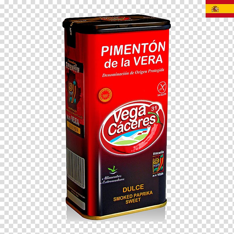 Spanish Cuisine PIMENTON DE LA VERA VEGACACERES Smoked paprika Brand, herbs and spices transparent background PNG clipart