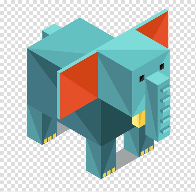 Pentanimals Isometric projection Icon, Origami elephant transparent background PNG clipart