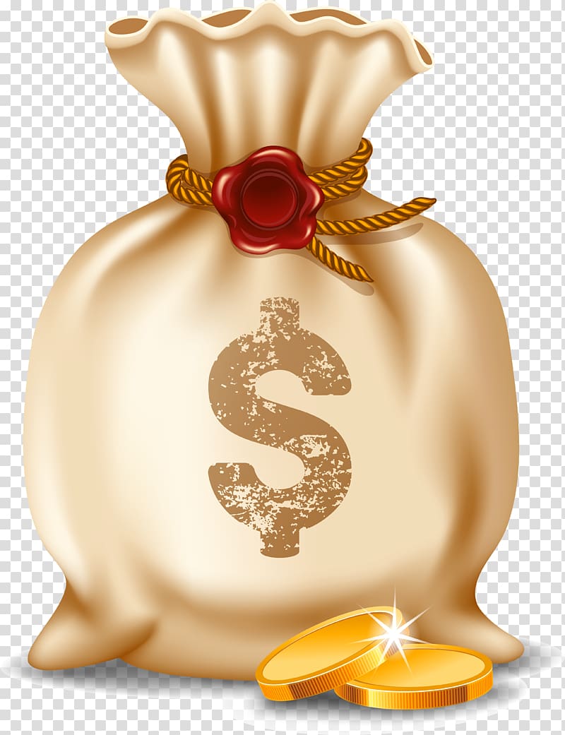 Money bag , Floating gold purse transparent background PNG clipart