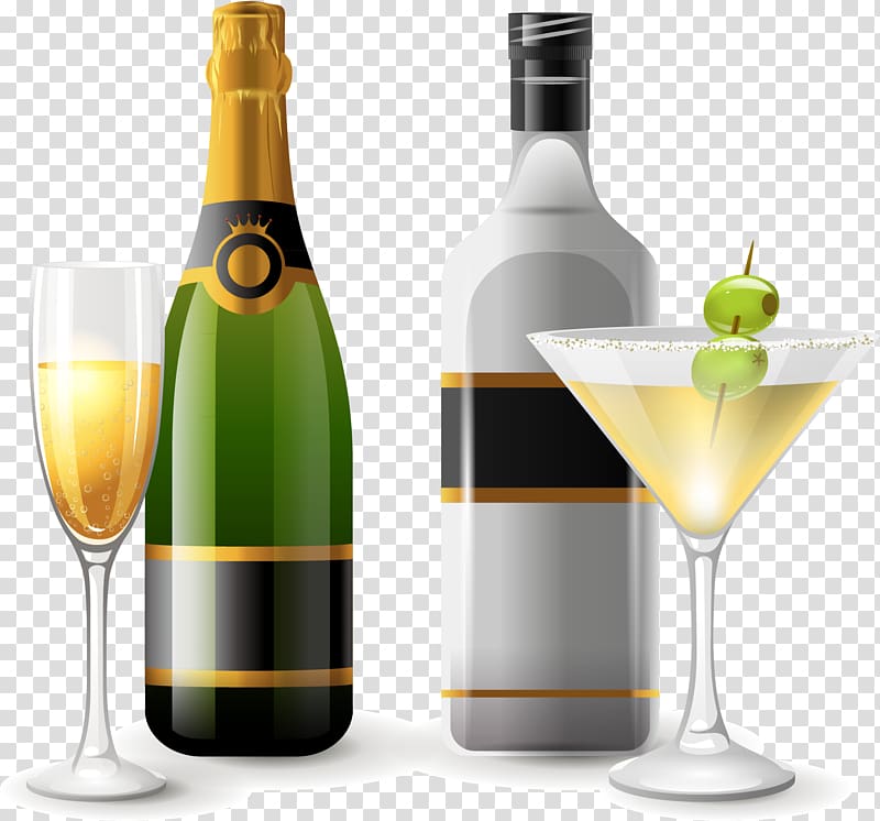 White wine Champagne Sparkling wine Cocktail, cocktail,Bottle transparent background PNG clipart