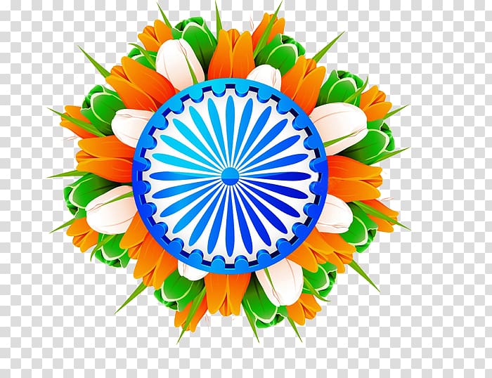 orange, green, and white tulip flower illustration, Indian Independence Day Indian independence movement August 15 Public holiday, India transparent background PNG clipart