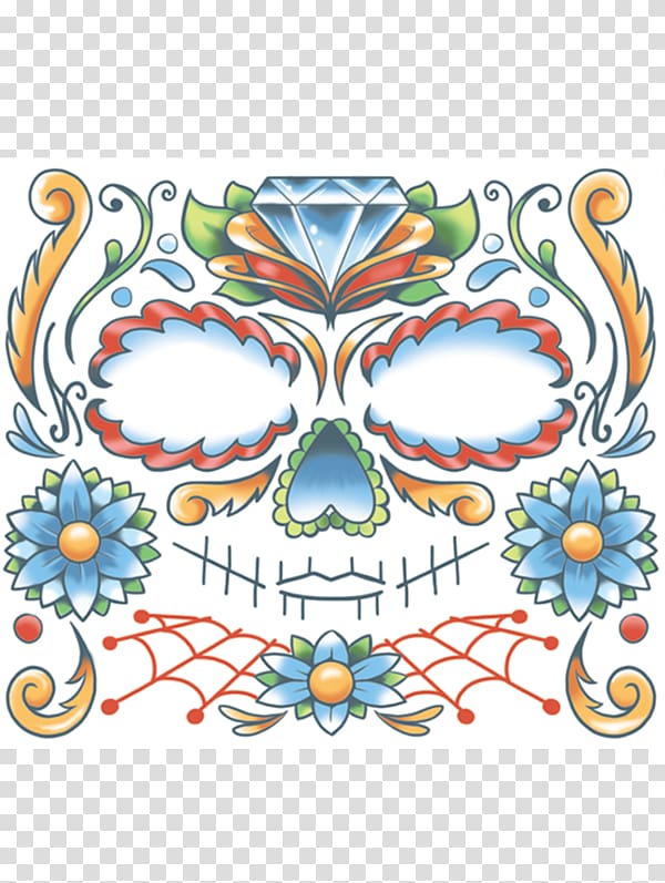 Calavera Skull Abziehtattoo Face, skull transparent background PNG clipart