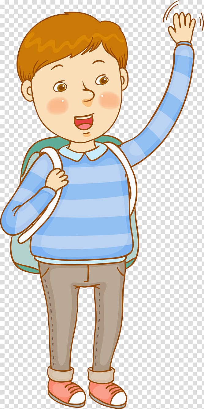 Animated boy and girl illustration, Walking Boy , go to school transparent  background PNG clipart