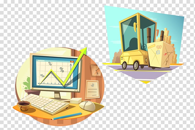 Cartoon Warehouse Forklift Illustration, Labor creative work transparent background PNG clipart