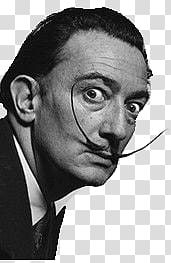 grayscale of man, Salvador Dali transparent background PNG clipart