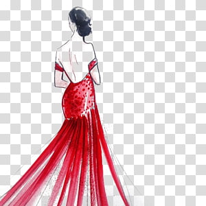 Yvette Pactat (Couture) Evening Dress, Original fashion drawing