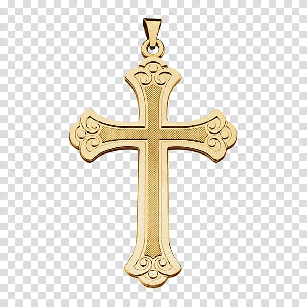 gold-colored cross pendant , Christian cross Gold Cross necklace Charms & Pendants, christian cross transparent background PNG clipart