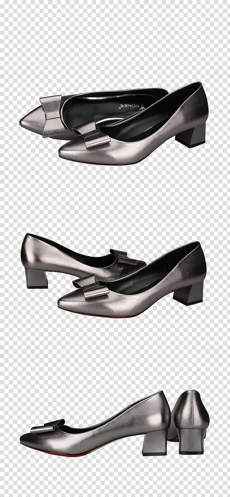 Ballet flat Shoe High-heeled footwear, Silver small shoes at all angles transparent background PNG clipart
