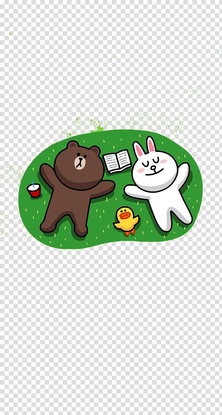 LINE BROWN FARM Free Line Sticker Bear, Bear and Rabbit Flat transparent background PNG clipart