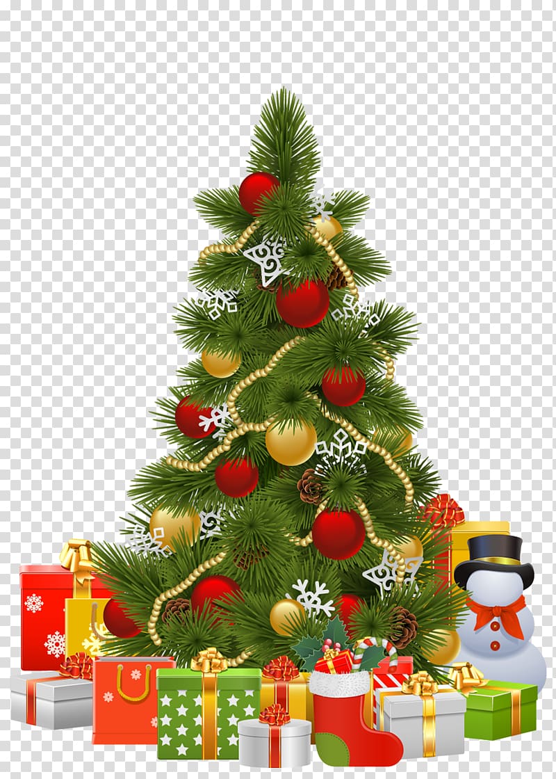 Artificial Christmas tree Christmas lights, santa clause transparent background PNG clipart