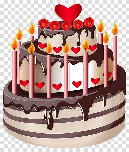 3-layer cake with candles sticker, Birthday cake Wish Happy Birthday to You Happiness, birthday cake transparent background PNG clipart
