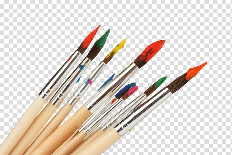 Brown handled paint brush lot, Gouache Paintbrush Painting, brushes  transparent background PNG clipart