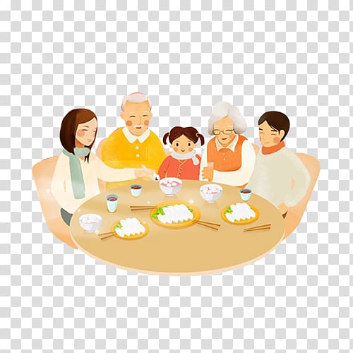 Sina Weibo Chinese New Year Oudejaarsdag van de maankalender Dinner Eating, Family reunion cartoon transparent background PNG clipart