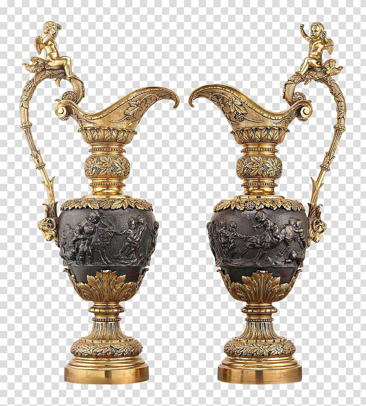 Bronze Ormolu Brass Patina Pitcher, Brass transparent background PNG clipart