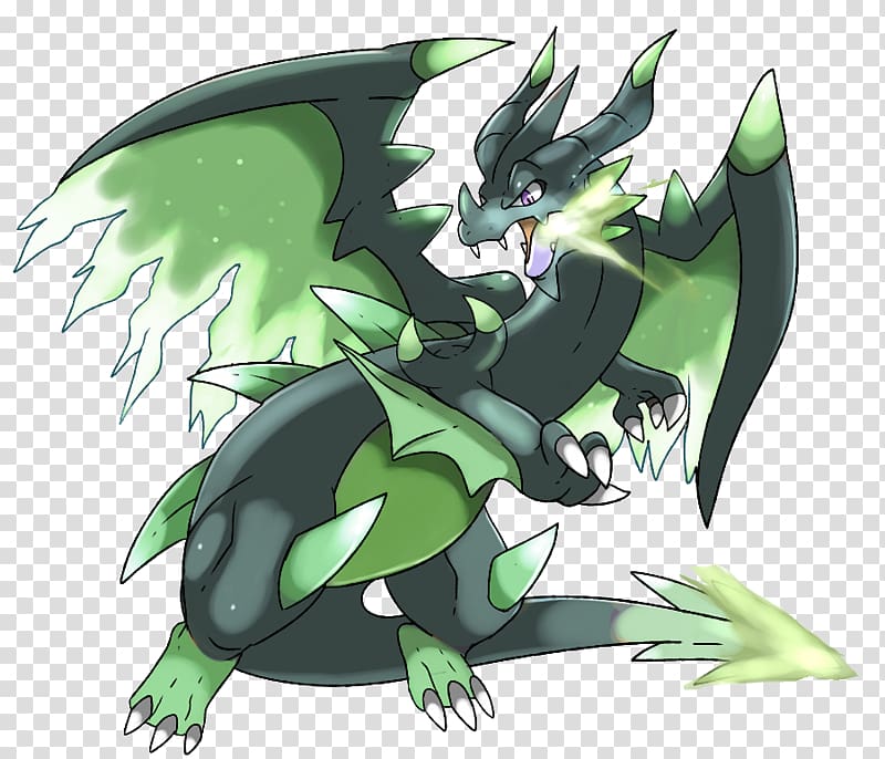 Pokémon X and Y Charizard Drawing , Green flames transparent background PNG clipart