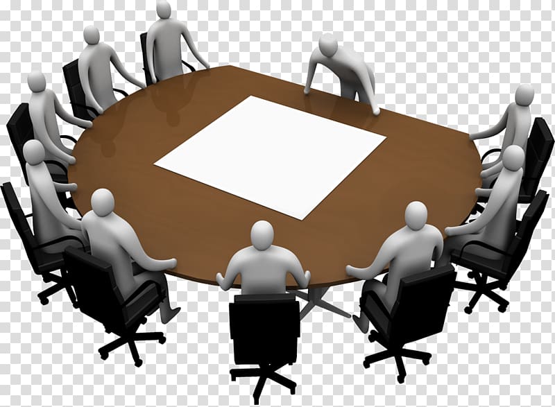 brown table surrounded by people having a meeting illustration, Meeting Office Conference Centre Business, meeting transparent background PNG clipart