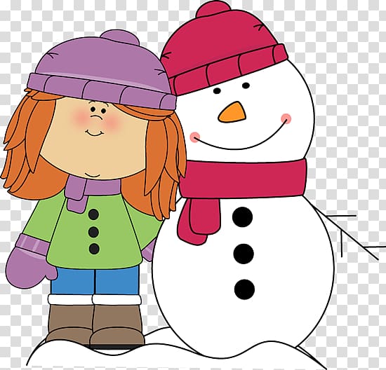 standing girl beside snowman illustration, Winter Blog , Winter transparent background PNG clipart