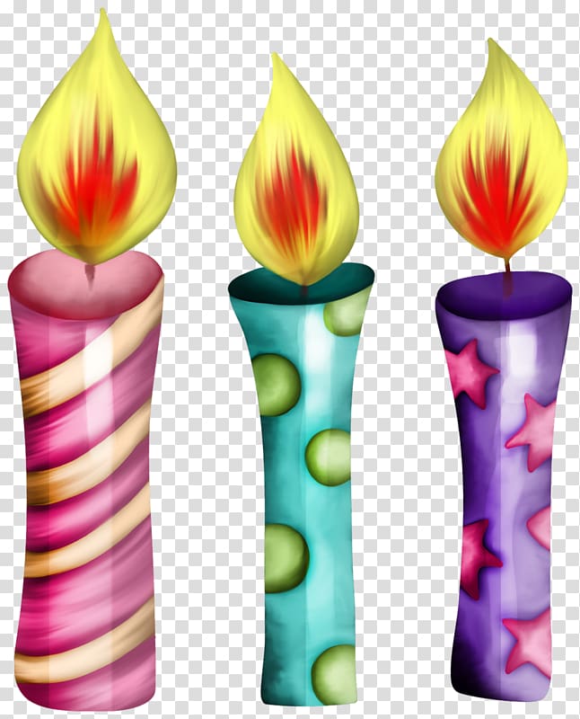 Petal Vase Still life , Three beautiful candles transparent background PNG clipart
