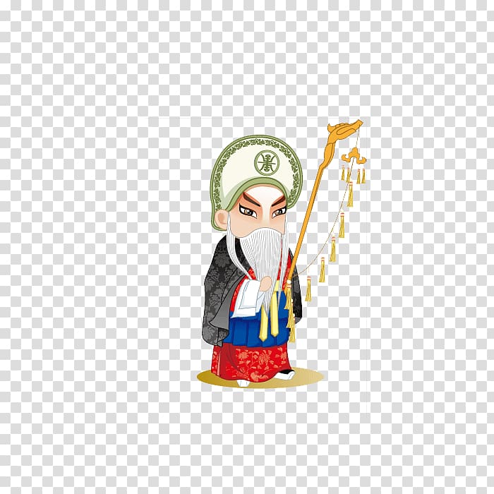 Peking opera Cartoon Q-version, White beard grandfather transparent background PNG clipart