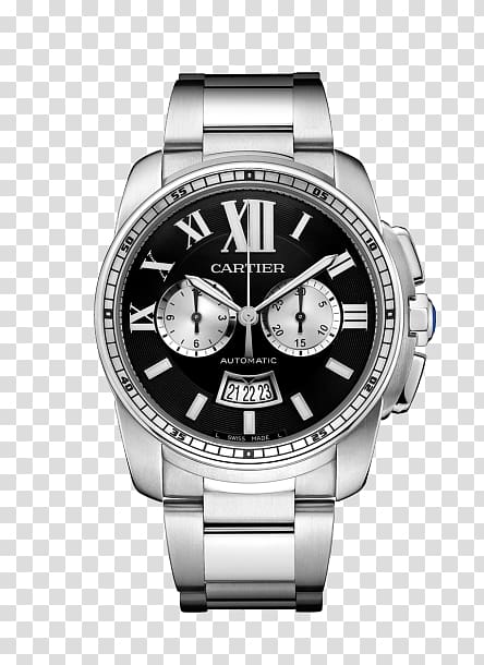 Cartier Tank Watch Chronograph Movement, Cartier watch male watch mechanical watch black transparent background PNG clipart