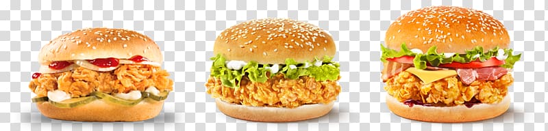 three crispy chicken burgers, Fast food Junk food Finger food Cuisine, junk food transparent background PNG clipart