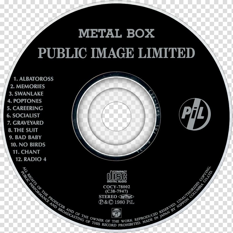 Compact disc Public Ltd Public : First Issue Plunderphonics Music, steel box transparent background PNG clipart