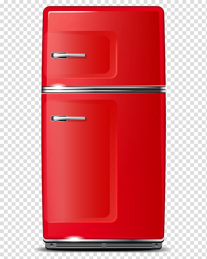 Refrigerator Home appliance Kitchen Illustration, Red refrigerator transparent background PNG clipart