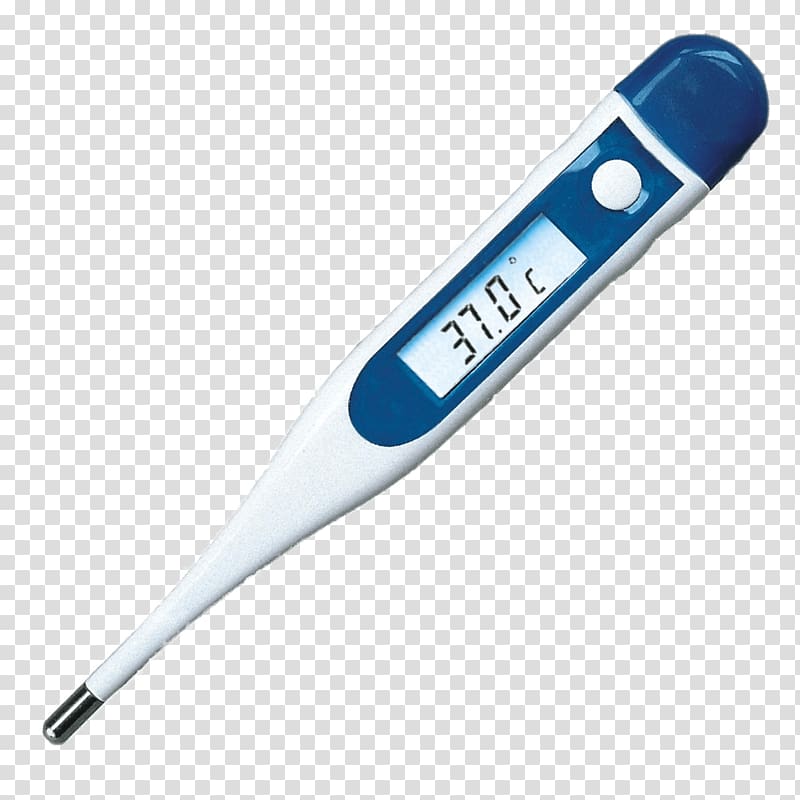 turned-on white and blue thermometer displaying 37.0C, Digital Medical Thermometer transparent background PNG clipart