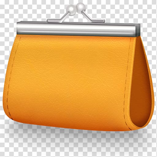 brown and silver leather kisslock coin purse illustration, Wallet Handbag Coin purse , Orange Women Wallet Icon transparent background PNG clipart