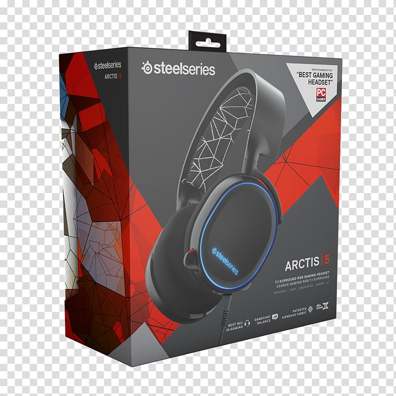 SteelSeries Arctis 5 Headphones 7.1 surround sound SteelSeries Arctis 7 SteelSeries Arctis 3, headphones transparent background PNG clipart
