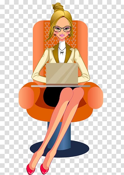 , Hand-painted cartoon career women transparent background PNG clipart
