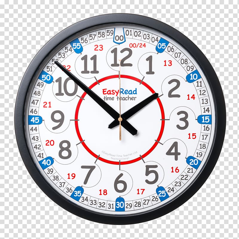 EasyRead Time Teacher Classroom Learning Clock, reading time transparent background PNG clipart