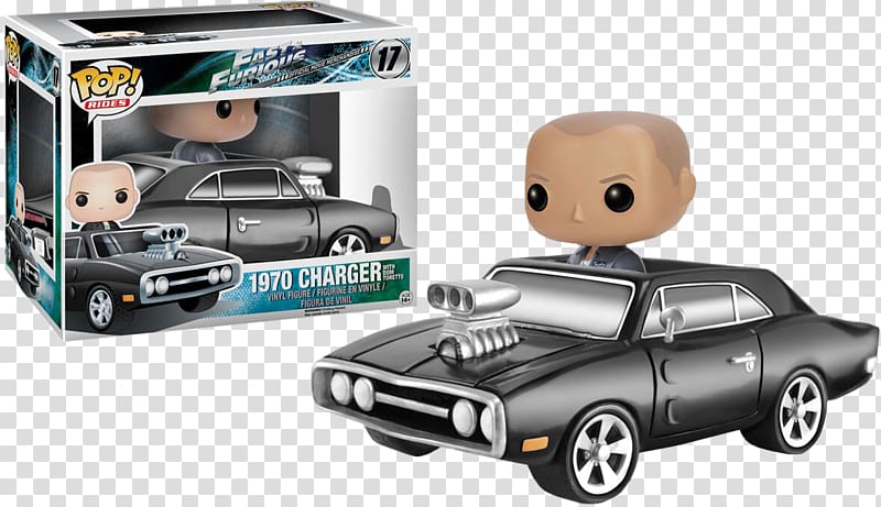 Dominic Toretto Brian O'Conner Luke Hobbs Funko The Fast and the Furious, Dodge Charger 1970 transparent background PNG clipart