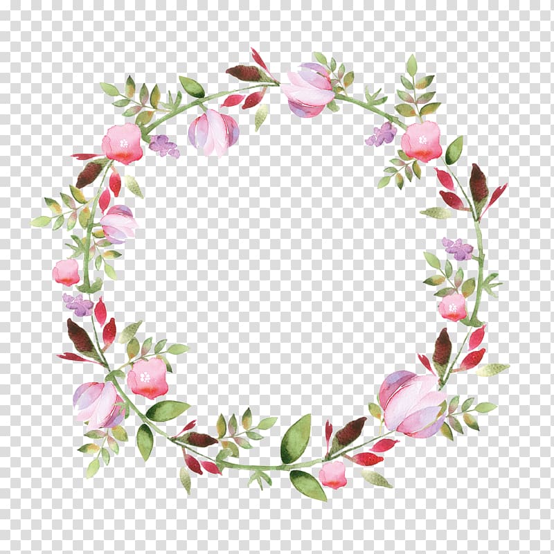 Pink and green floral wreath illustration, The Bible: The Old and New ...