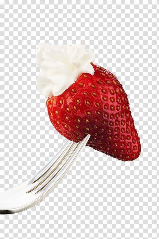 Strawberry Crumble Fork Whipped cream Amorodo, Strawberries with a fork transparent background PNG clipart