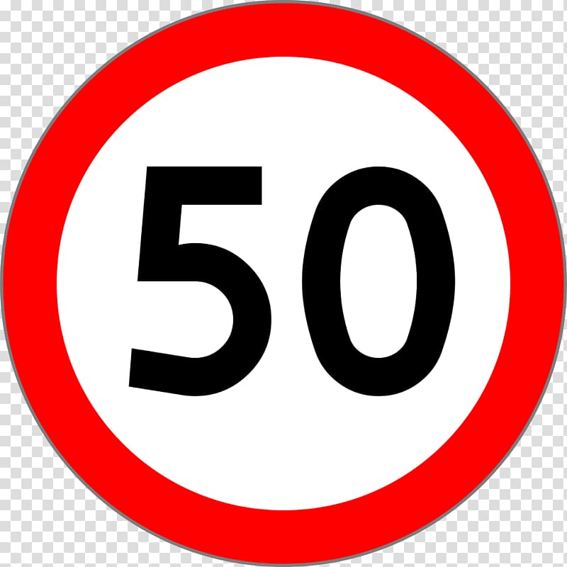 Prohibitory traffic sign Speed limit , 50 transparent background PNG clipart