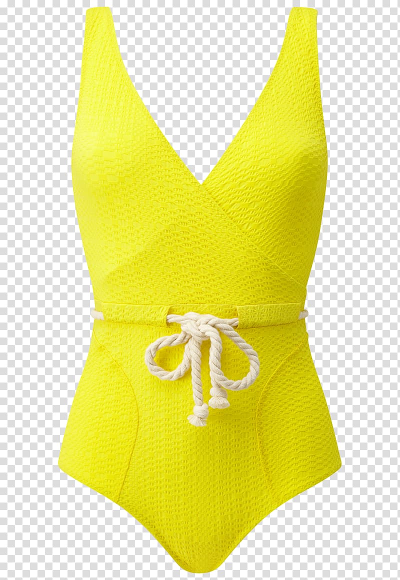 Bikini One-piece swimsuit Neck, yellow Lemon transparent background PNG clipart